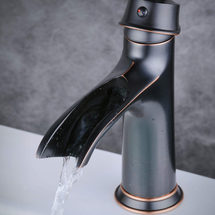 Wasserfall Waschbecken Wasserhahn in kreativem Design, Einhand Ein Loch Waschbecken Wasserhähne, Öl