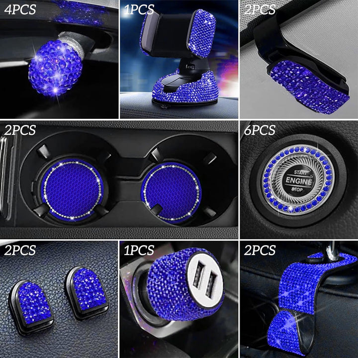 hifrom 20 Stück Bling Auto Zubehör Innenraum Frauen Glitzer, Bling Autozubehör Bling Car Accessories