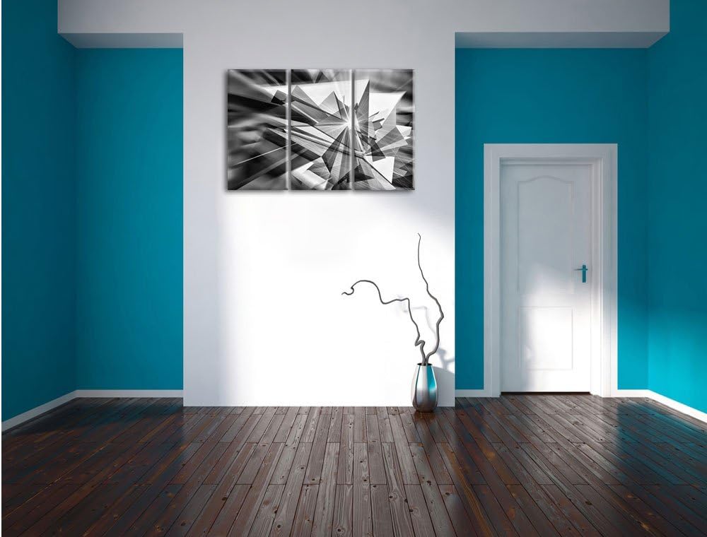 Pixxprint Monocrome, Abstrakt grünes EIS 3-Teiler Leinwandbild 120x80 Bild auf Leinwand