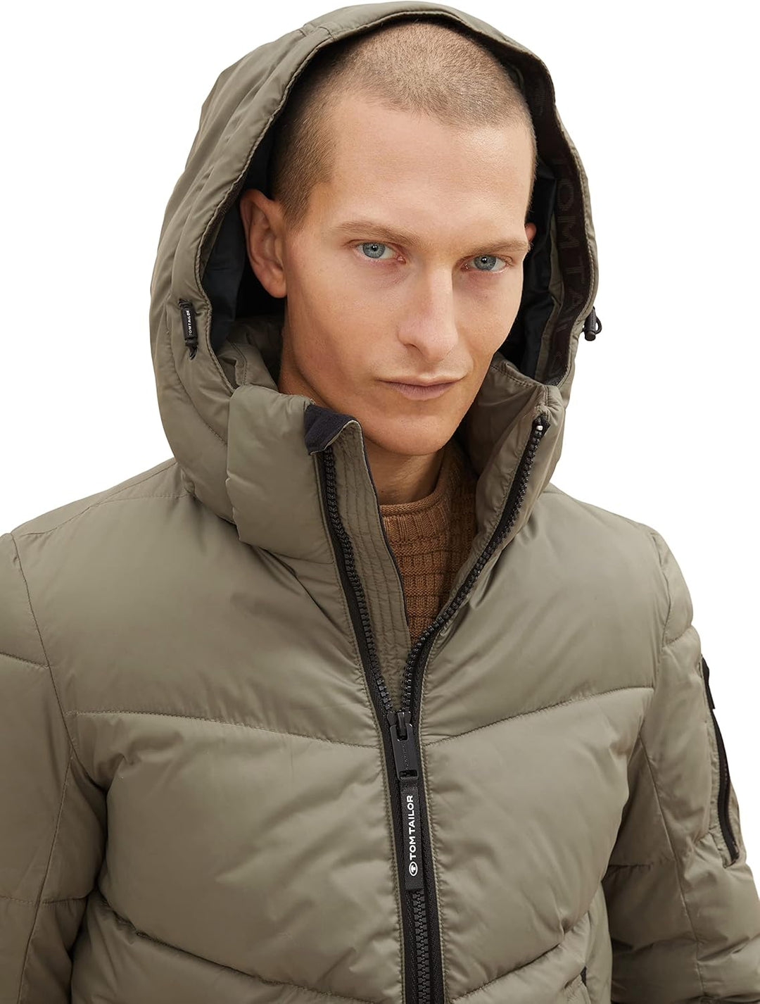 TOM TAILOR Herren Puffer Jacke mit Kapuze XXL 10415 - Dusty Olive Green, XXL 10415 - Dusty Olive Gre