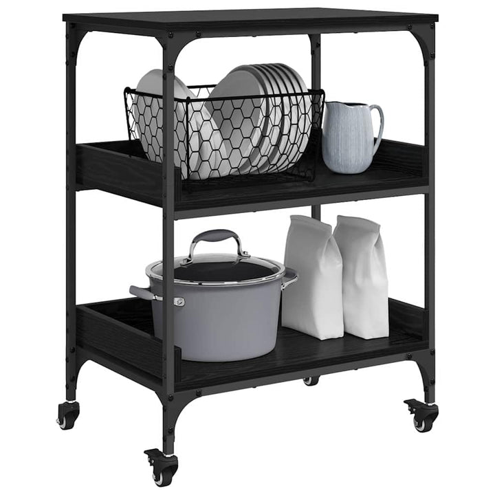 vidaXL Küchentrolley Schwarz Eichen-Optik 60 x 41 x 80,5 cm, Schwarz Eichen-optik