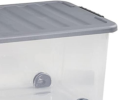 CURVER Allzweckbox Scotti 50l mit Rollen in transparent/grau, Plastik, 35 x 25 x 10 cm