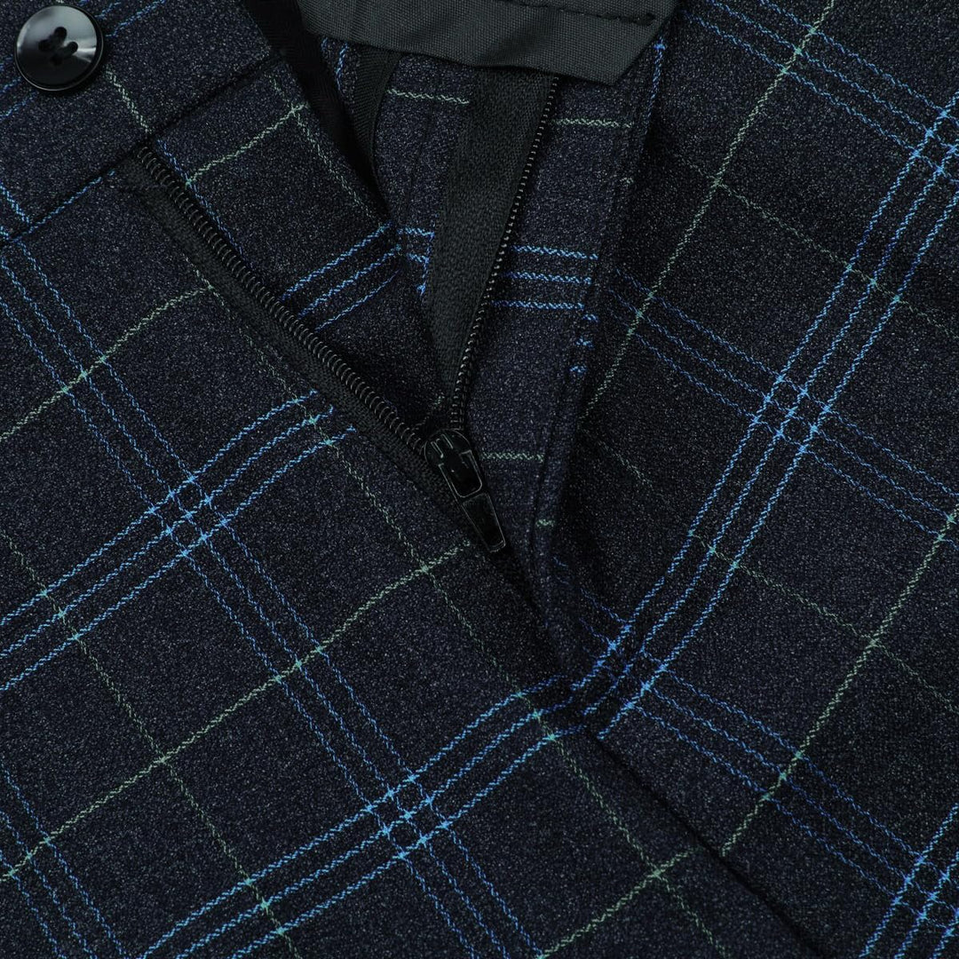 Allthemen Herren Anzug 2 Teilig Kariert Anzüge Business Herrenanzug 2-Knopf für Hochzeit XS Schwarz,