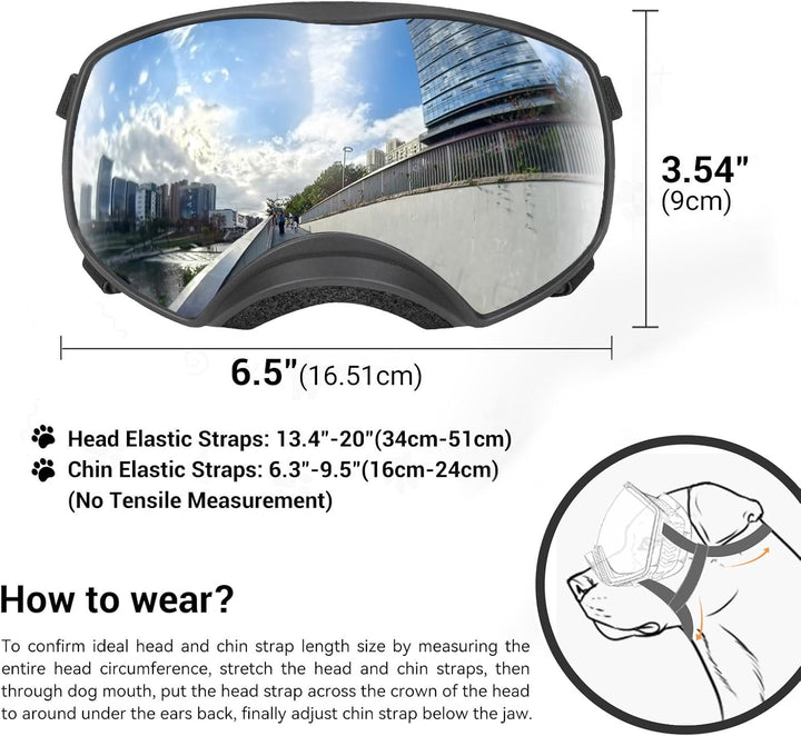 Hundebrille Winddichte Hunde Sonnenbrille Hund Schutzbrille mit Verstellbare Band Geeignet für Mitte