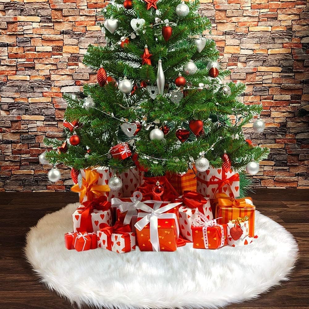 Weihnachtsbaum Röcke, Plüsch Weihnachtsbaumdecke Weihnachtsbaum Rock Rund Weiss Kunstpelz Baum Basis