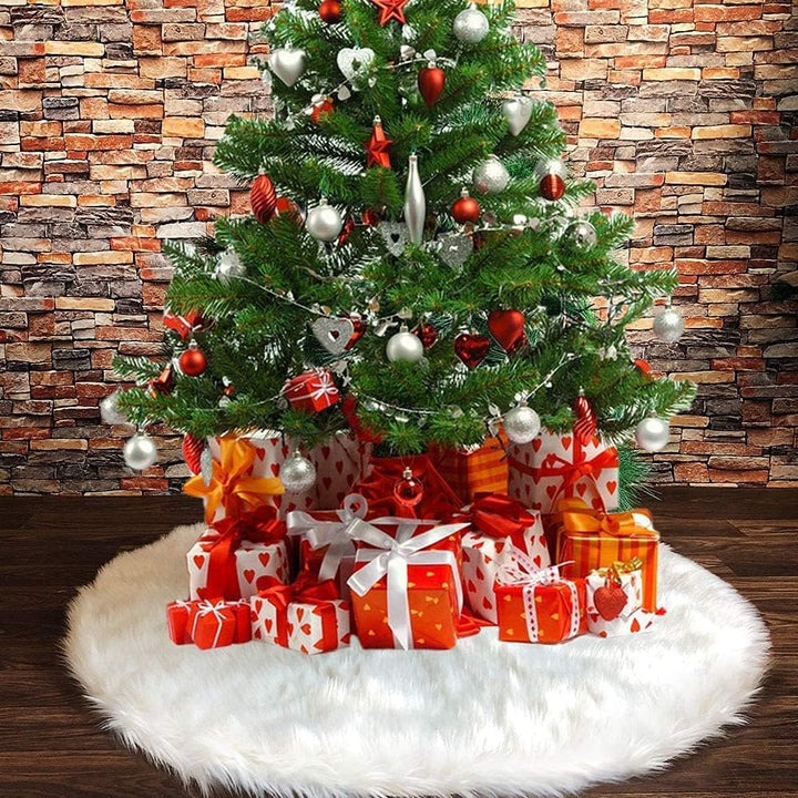 Weihnachtsbaum Röcke, Plüsch Weihnachtsbaumdecke Weihnachtsbaum Rock Rund Weiss Kunstpelz Baum Basis