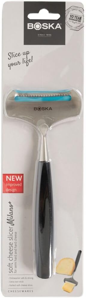 Boska Weichkäsehobel Milano+ / speziell für jungen Käse/Holz/Edelstahl/Schwarz / 180 x 75 x 15 mm Ku