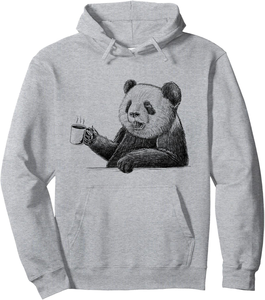 Panda Trinkkaffee Handgezeichneter Pullover Hoodie