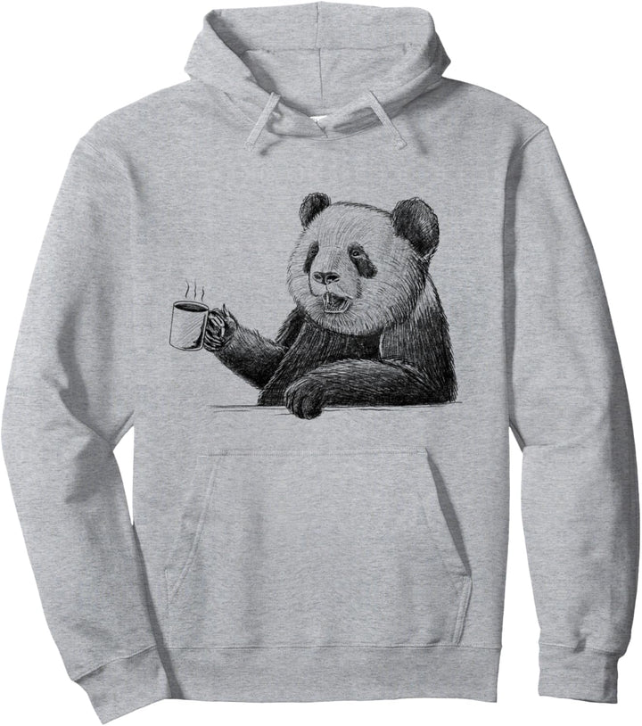 Panda Trinkkaffee Handgezeichneter Pullover Hoodie