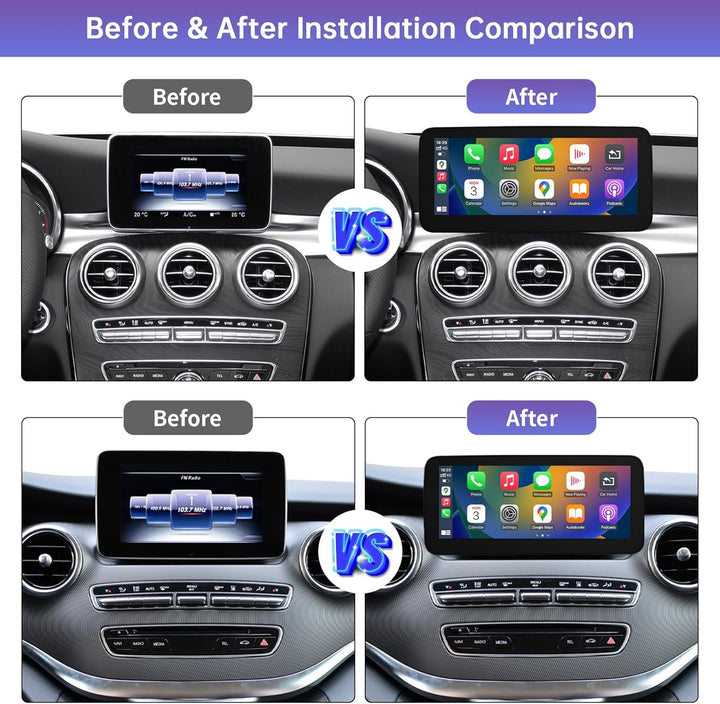 Road Top 10,25 Zoll Autoradio Drahtloses CarPlay Android Auto Touchscreen für Mercedes Benz C GLC V