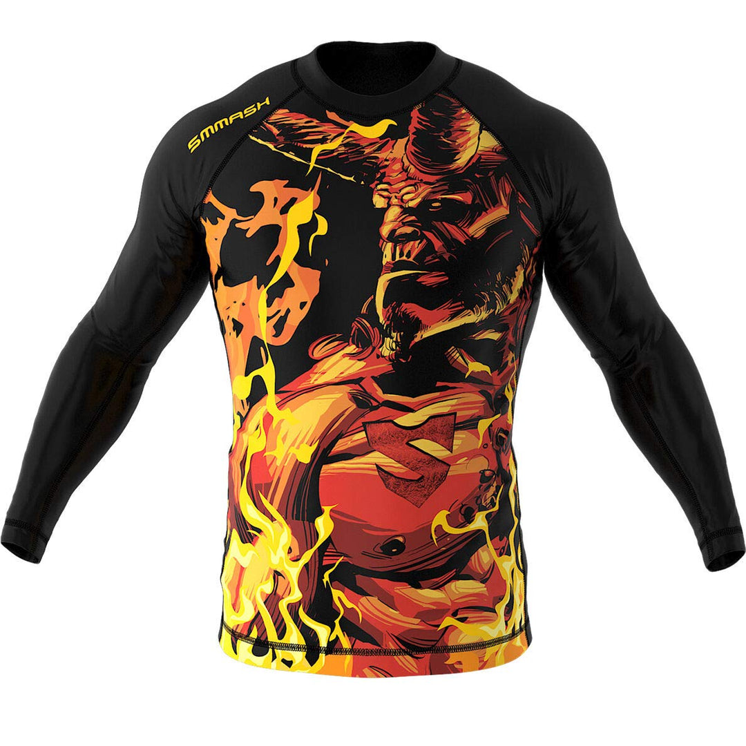 SMMASH Langarmes Rashguard für Herren, Funktionsshirt MMA BJJ Kickboxen Thai Box Cross-Training Fitn