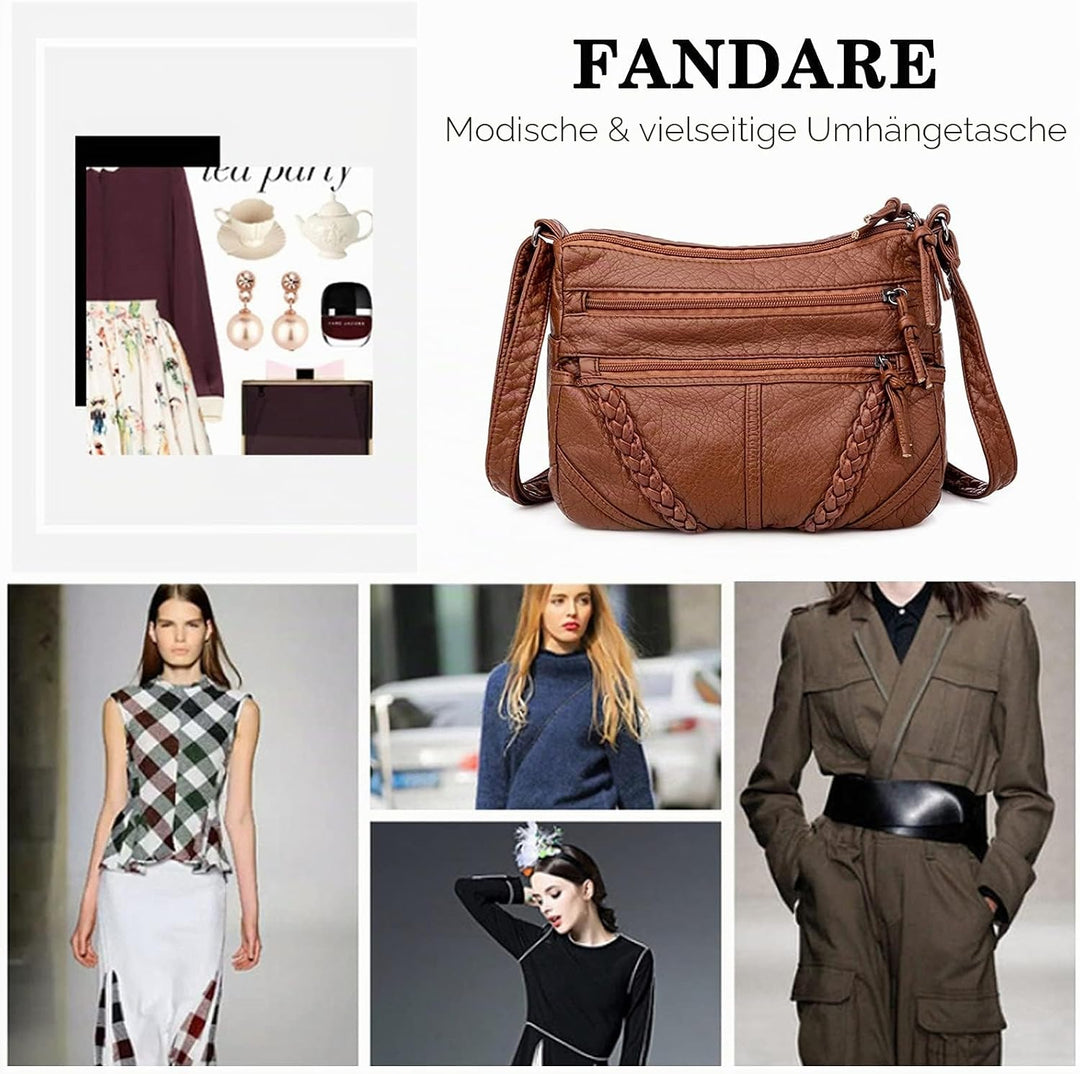FANDARE Damen Umhängetasche Schultertasche Frauen Crossbody Bag Wasserdicht PU Leder Damentasche Sch