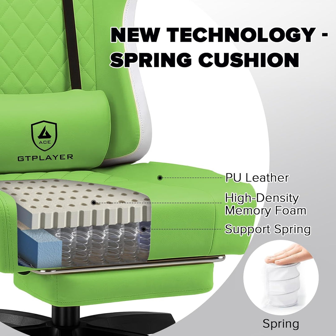 GTPLAYER Gaming Stuhl Ergonomischer Gaming Sessel Schreibtischstuhl Kunstleder, Federsitzkissen, Ver