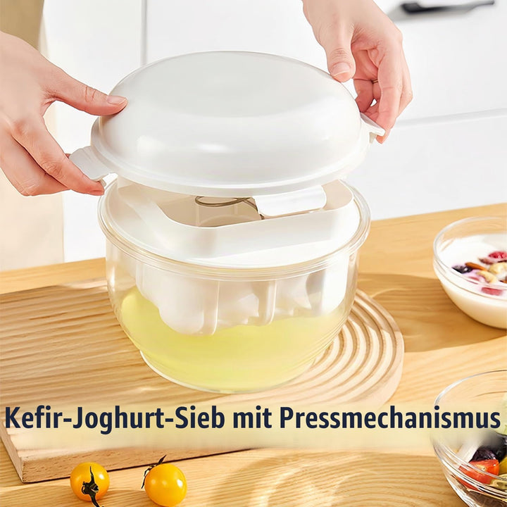 Feine Filtersiebe Joghurt Sieb mit Deckel,Wiederverwendbarer Joghurt Molke Separator,3000ml Griechis