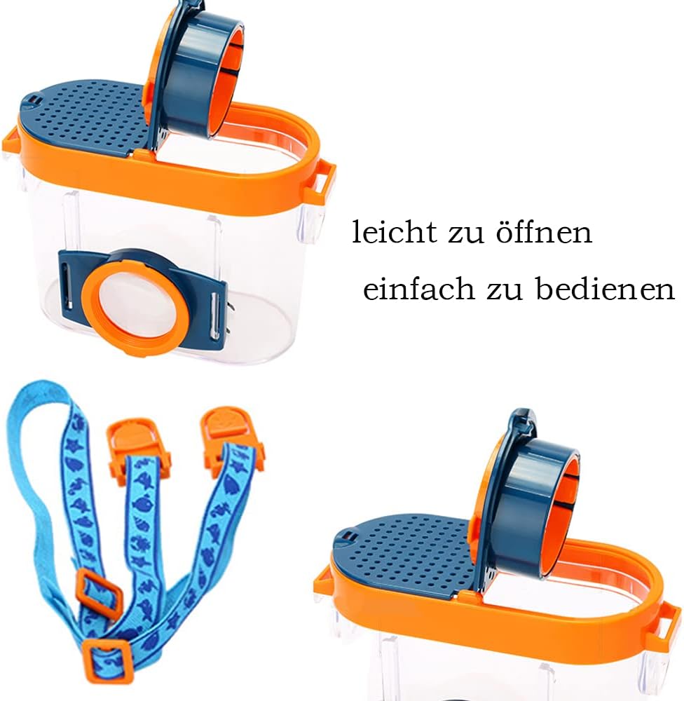 Forscherset für Kinder Insekt Viewer Box 4.5X Lupe Insekten Sammelbox Kinder Insekten Dose Draussen