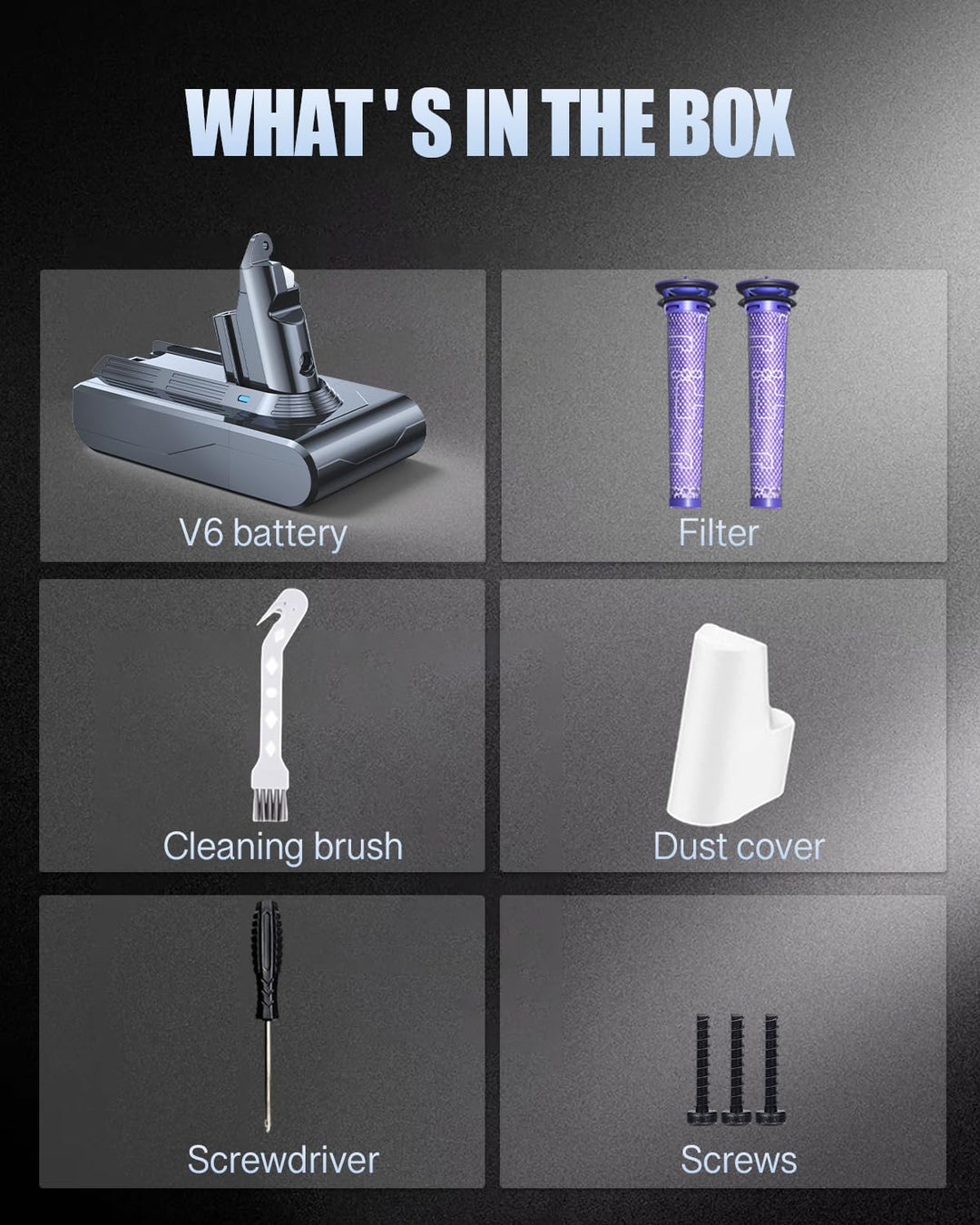 6000mAh V6 Ersatzakku für Dyson V6 Akku Kompatibel mit DC62 DC58 DC59 DC61 Animal DC72 DC74 SV03 SV0