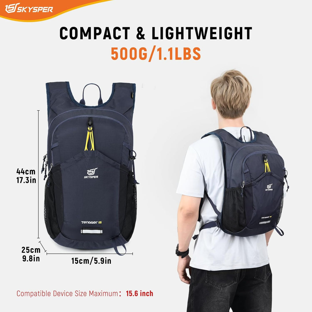 SKYSPER Wanderrucksack, 15L Kleiner Rucksack Leicht Tagesrucksack Damen Daypack für Wandern Hiking B