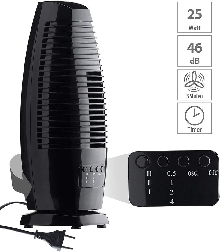 Sichler Haushaltsgeräte Ventilator oszillierend: Design-Tischventilator, Oszillation, Timer, 3 Gesch