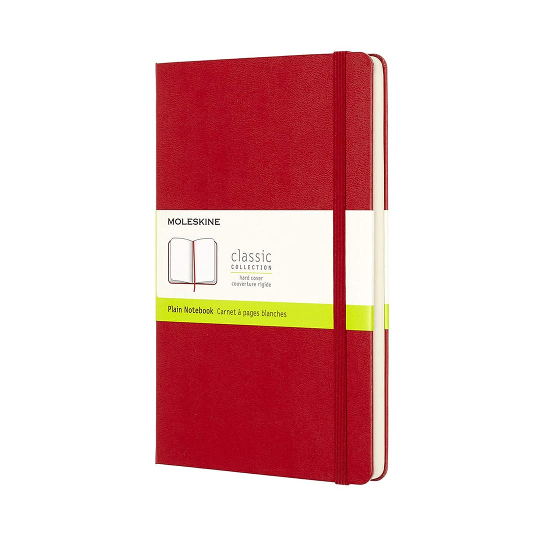 Moleskine - Klassisches Blanko Notizbuch - Hardcover mit Elastischem Verschlussband - Farbe Scharlac
