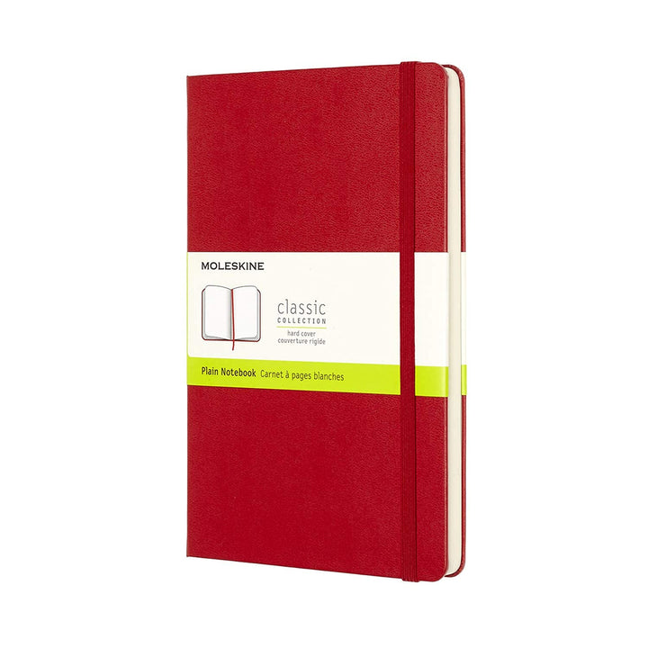 Moleskine - Klassisches Blanko Notizbuch - Hardcover mit Elastischem Verschlussband - Farbe Scharlac
