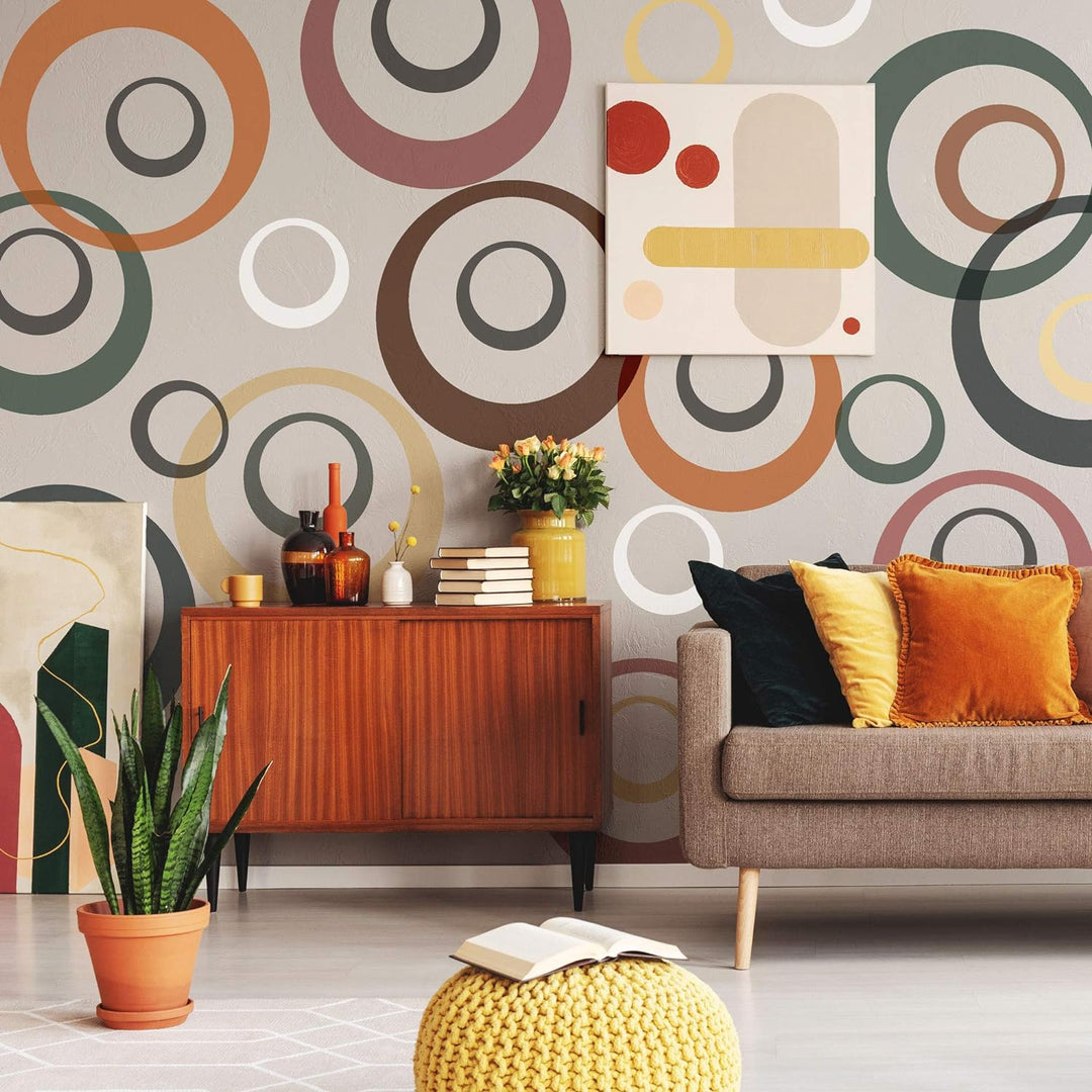 Wiederverwendbare Wandschablone aus Kunststoff // Retro Ring - Kreis - Punkt // Muster Schablone Vor