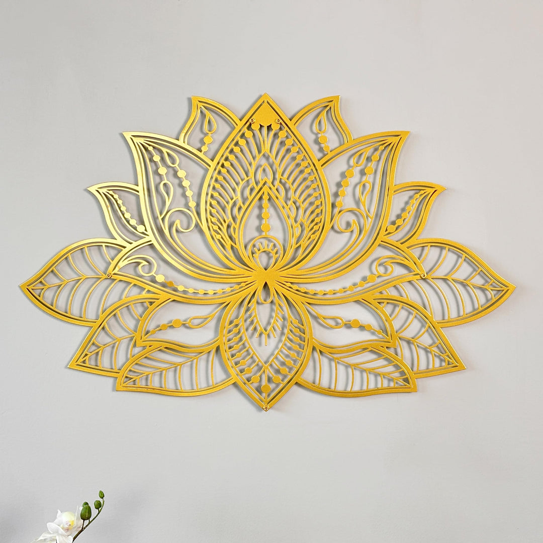 IWA CONCEPT 3D Mandala Metall Wanddekoration | Lotusblume Dekoration für Zuhause | Schlafzimmer Meta