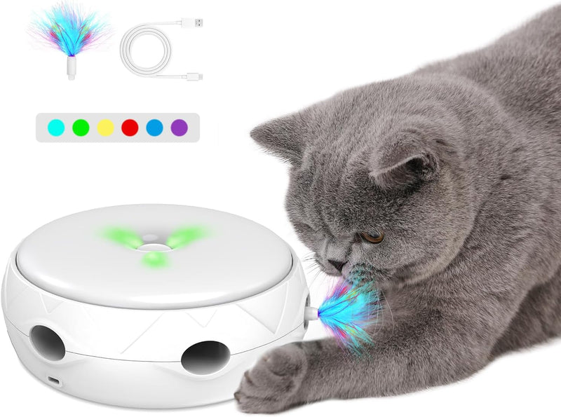 PETTOM Katzenspielzeug Selbstbeschäftigung Interaktives Katzen Spielzeug mit USB-C Aufladbar Elektri