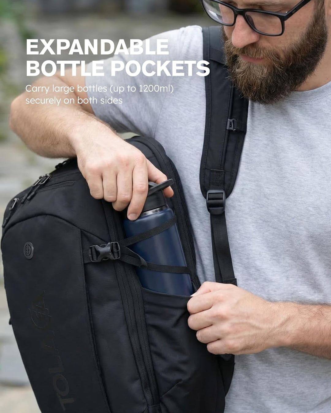 Tolaccea Business Laptop Rucksack 32L, Reiserucksack mit 15,6 Zoll stosssicherer EVA-Laptoptasche,Ha
