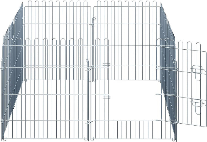 PawHut Freilaufgehege Welpenauslauf Welpenzaun Laufstall Welpengitter für Tiere 8-teilig B63 x H76 c