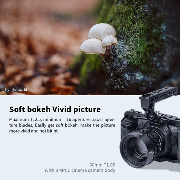7artisans 50 mm T1.05 Cine Objektiv grosse Blende manueller Fokus Kino-Objektiv (für Fuji X)… 50 mm