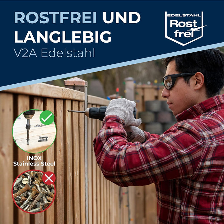 Edelstahlschrauben Torx Holzschrauben 4x25 Edelstahl V2A rostfrei Spanplattenschrauben für Holz Teil
