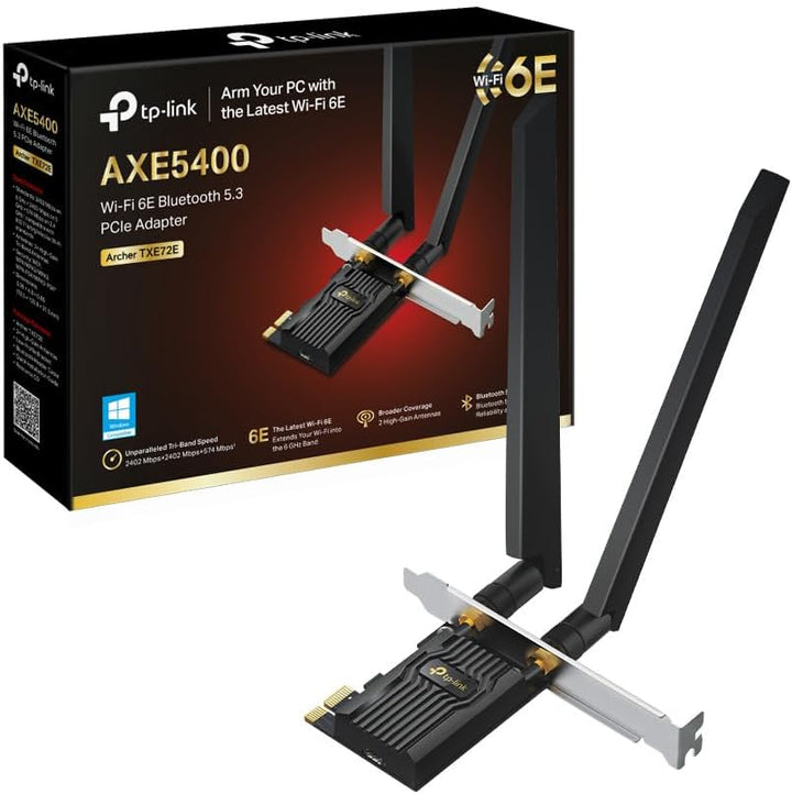 TP-Link Archer TXE72E AXE5400 Wi-Fi 6E Bluetooth 5.3 PCIe Adapter(6 GHz 2402 Mbps,5 GHz 2402 Mbps,2.