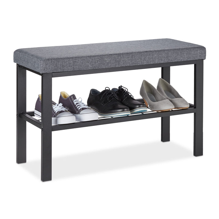 Relaxdays Schuhbank, 1 Ablage, Schuhregal mit Sitzfläche, gepolstert, HBT 50,5 x 81 x 32 cm, Sitzban