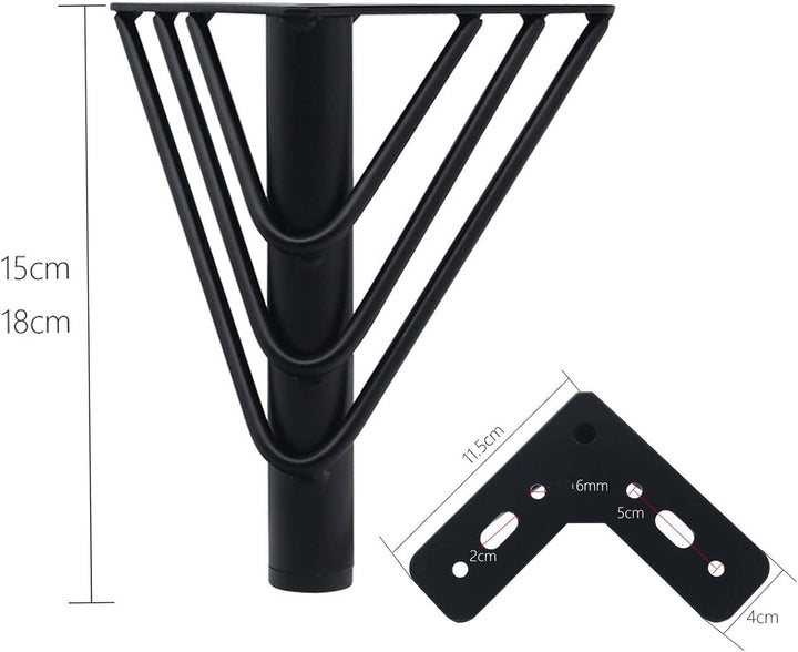 KMERCE 4pcs Möbelfüsse Metall Schwarz 18cm, Schrankfüsse, Kommodenfüsse, Sofa füsse, Füsse für möbel