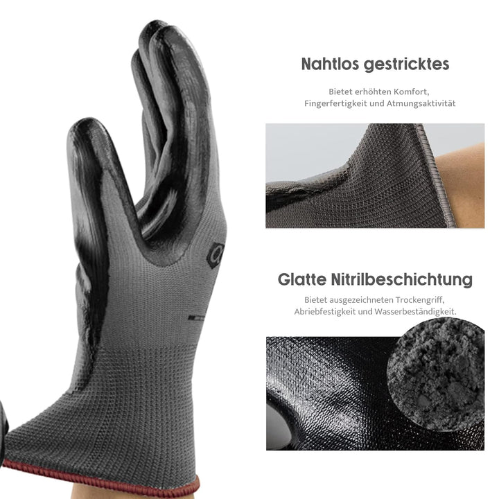 ANDANDA Arbeitshandschuhe, Arbeitshandschuhe Herren mit Nitril Beschichtung für Montagearbeit，Mechan