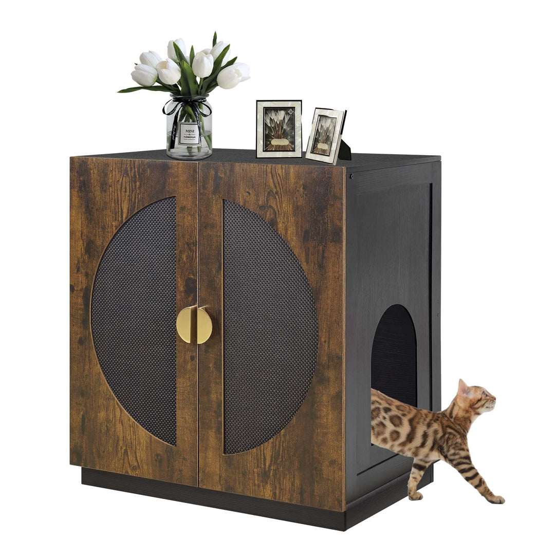 unipaws Katzenklo Möbel mit Regalen, Hohes Verstecktes Katzenklo Gehäuse für hohe oder Top Entry Kat
