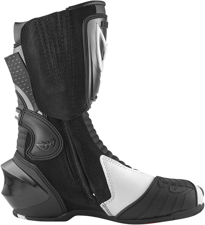 Berik Race-X EVO Motorradstiefel | Sportlicher Fahrkomfort 47 EU Schwarz Weiss, 47 EU Schwarz Weiss