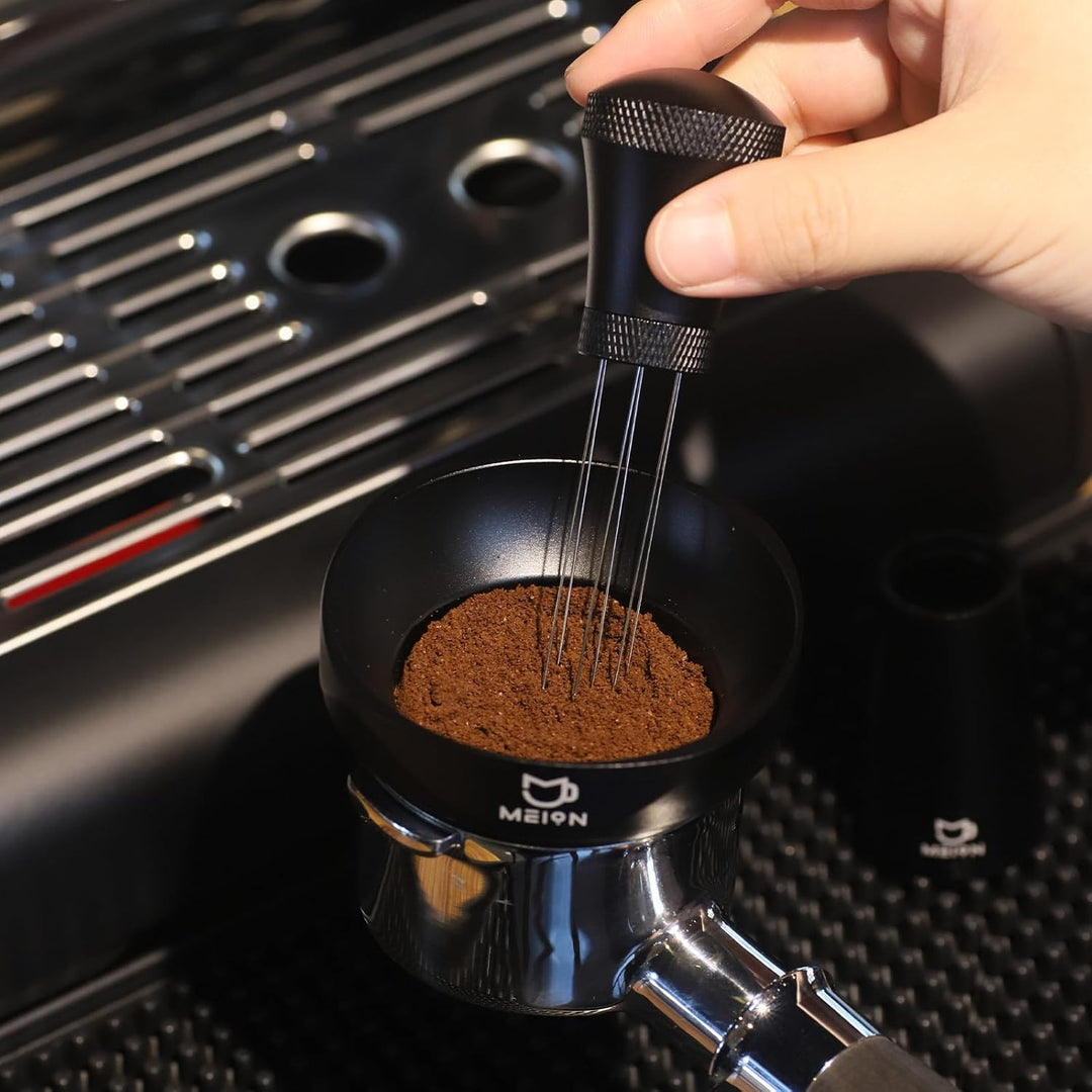 MEION Espresso-Dosiertrichter und Puck-Sieb-Set, magnetischer Kaffeetrichter, wiederverwendbarer Esp