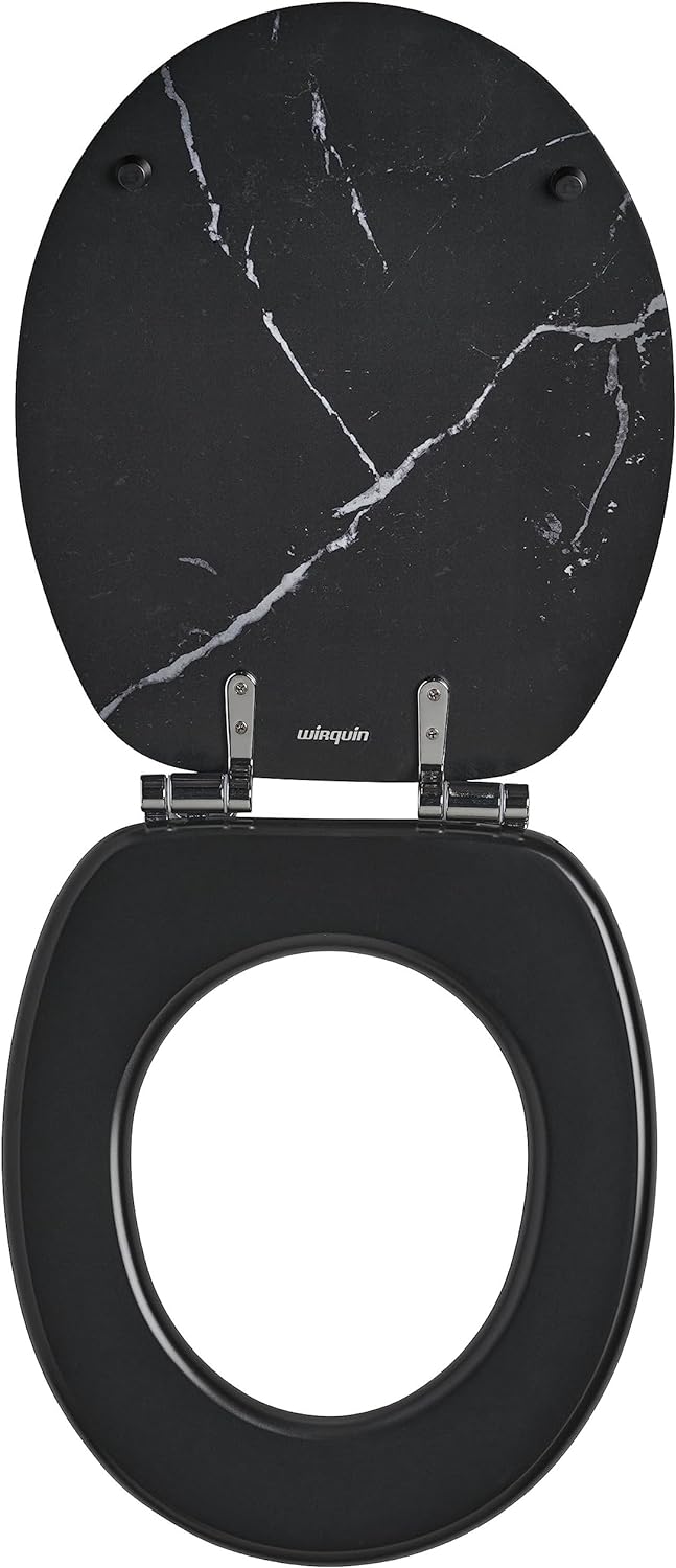 Wirquin 20724239 WC-Sitz Woody 100% FSC, schwarz marmoriert