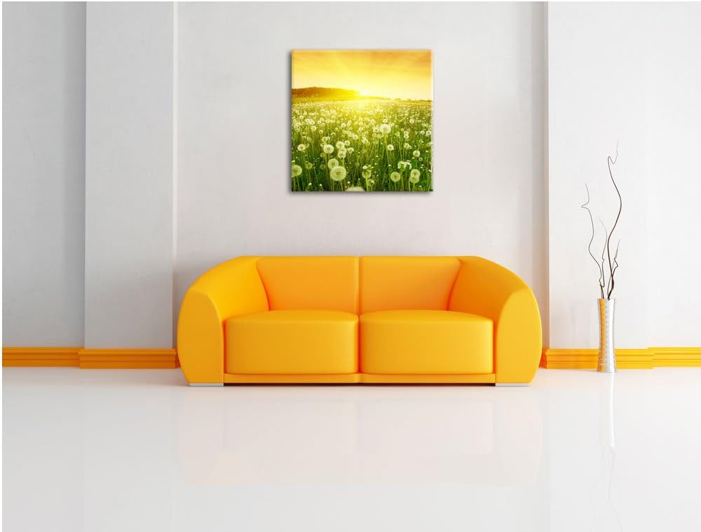 Pixxprint Pusteblumen Sonnenuntergang als Leinwandbild Quadratisch/Grösse: 70x70 / Wandbild/Kunstdru