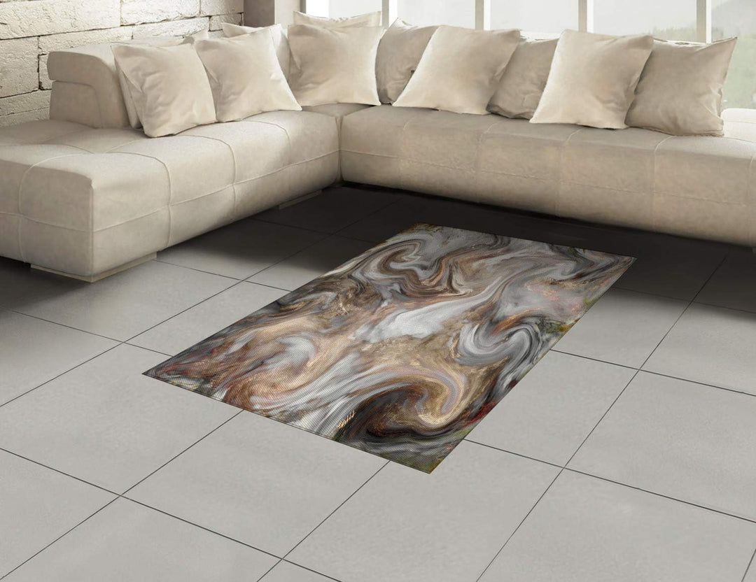 ABAKUHAUS Marmor Teppich, Retro Pinsel Farben, Flachgewebe Deko-Teppiche für das Wohn-,Schlaf-, und