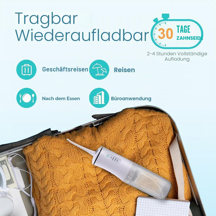 Wasserseide für Zähne Kabellose Zahndusche Munddusche, Elektrische Zahnreiniger mit 4 Modi 8 Strahls