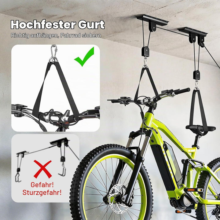 Housolution Fahrradheber, [2 Pack] Hebezugsystem mit 88Lbs Tragkraft, passend für 3-4,9m hohe Decken