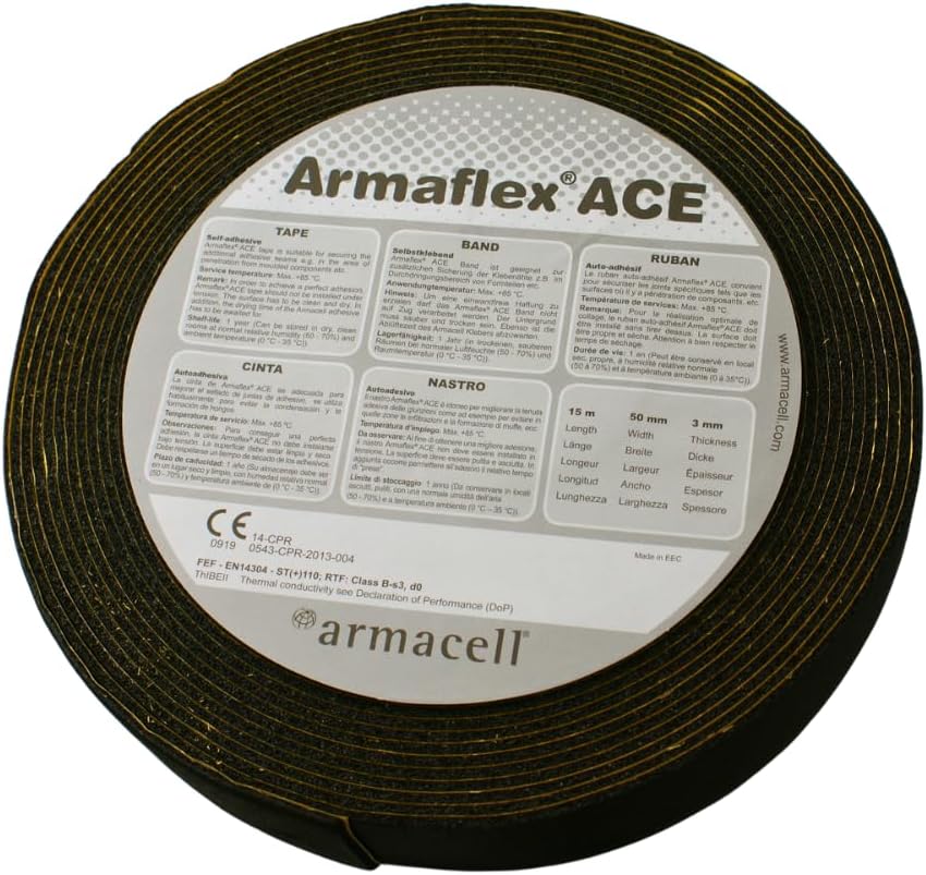 Armacell Armaflex 6mm-32mm Dämmmatten Dämmung Isolierung Kautschuk (ACE Klebeband, 50 mm x 3mm x 15m