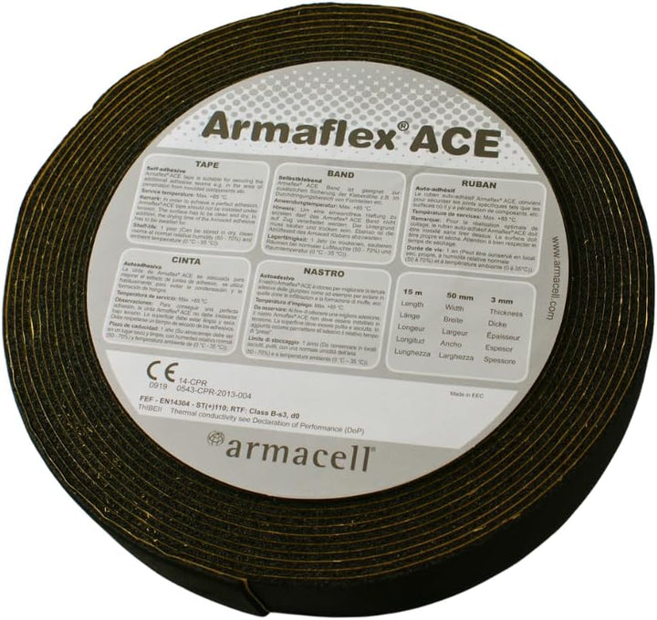 Armacell Armaflex 6mm-32mm Dämmmatten Dämmung Isolierung Kautschuk (ACE Klebeband, 50 mm x 3mm x 15m