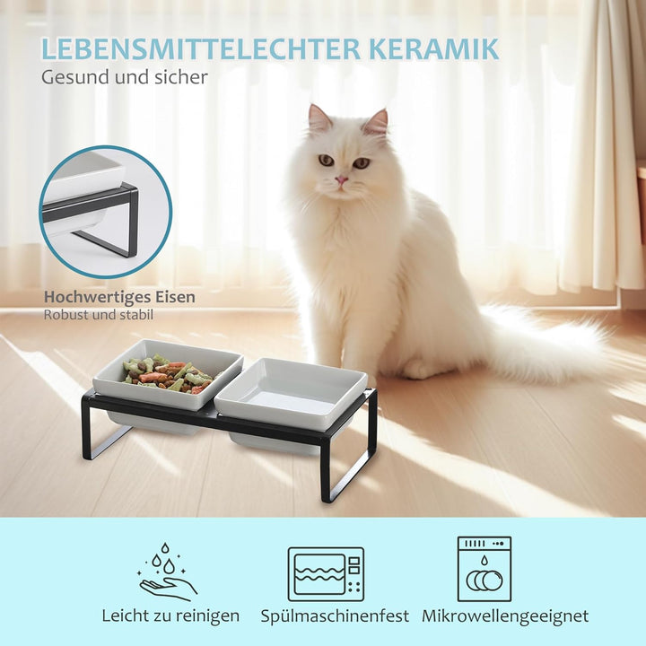 Futternapf Katze Hund Fressnapf Katze Katzennapf Erhöht mit Napf Ständer - Hundenapf Keramik - 2er K