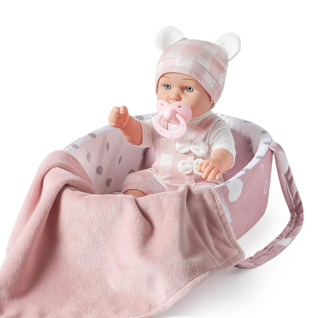 30,5 cm Baby Puppen Spielzeug Set mit Zubehör, inklusive Baby-Puppentrage, Stubenwagen, Schnuller un