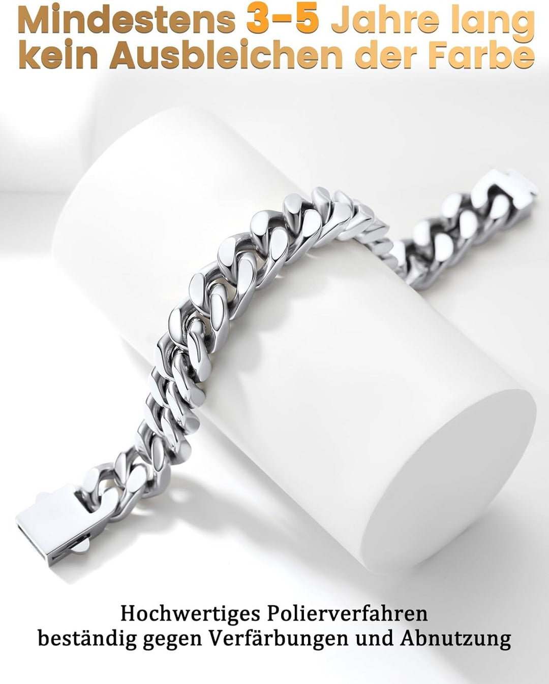 Bestyle Personalisierte Miami Panzerkette aus Edelstahl Breite 5/7 / 9 / 12mm Kubanische Kette Länge