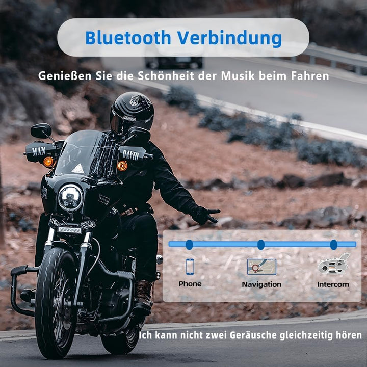 R5 Pro Motorrad Headset Intercom mit HiFi/FM/AI Sprache Motorrad Bluetooth Headset für 2 Personen in