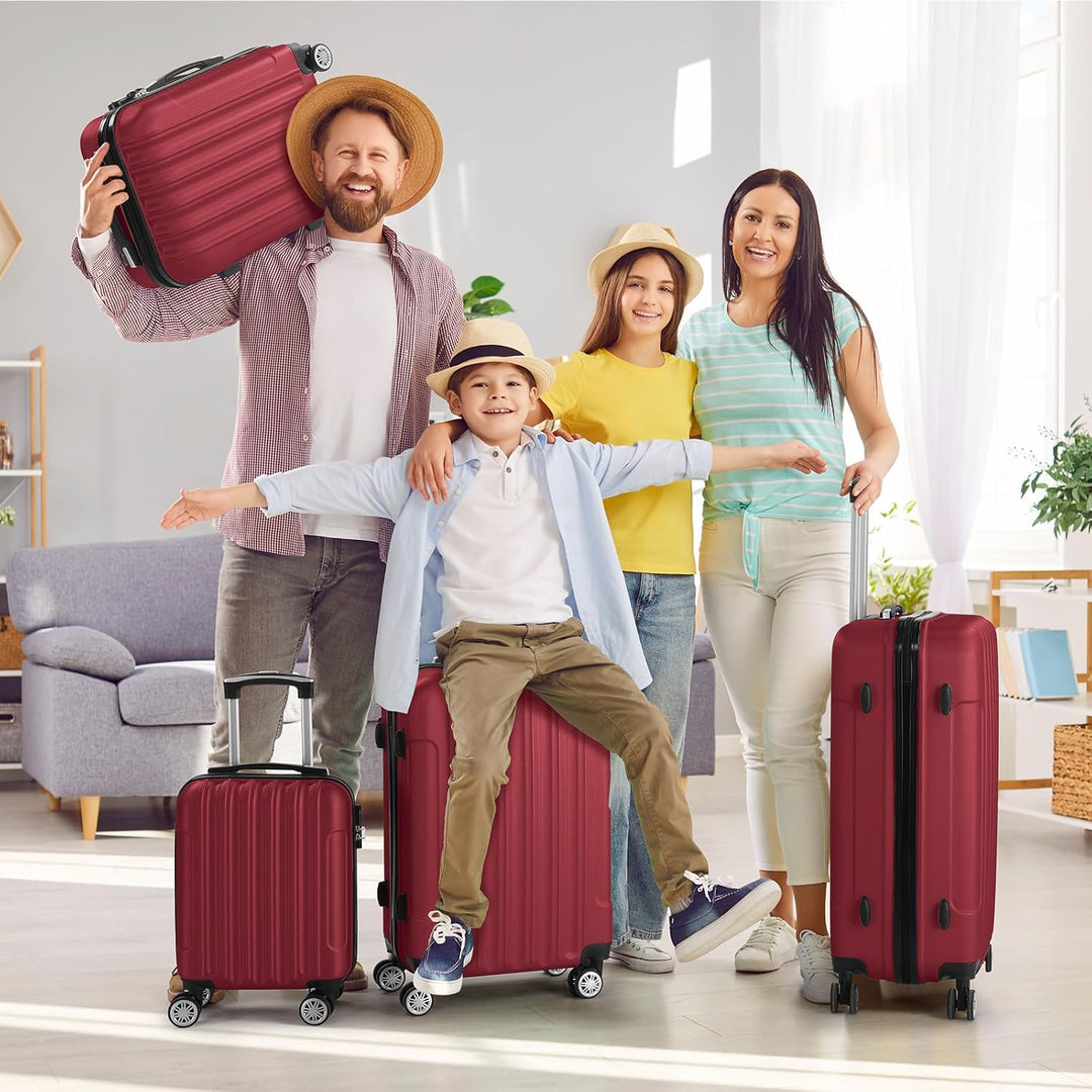 LALAHO Kofferset 4 teilig, Reisekoffer Set, Hartschalen Koffer Set aus ABS, Gepäckset mit Teleskopgr